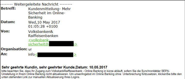Phishing-Mail SEPA Phishing-Mail SEPA